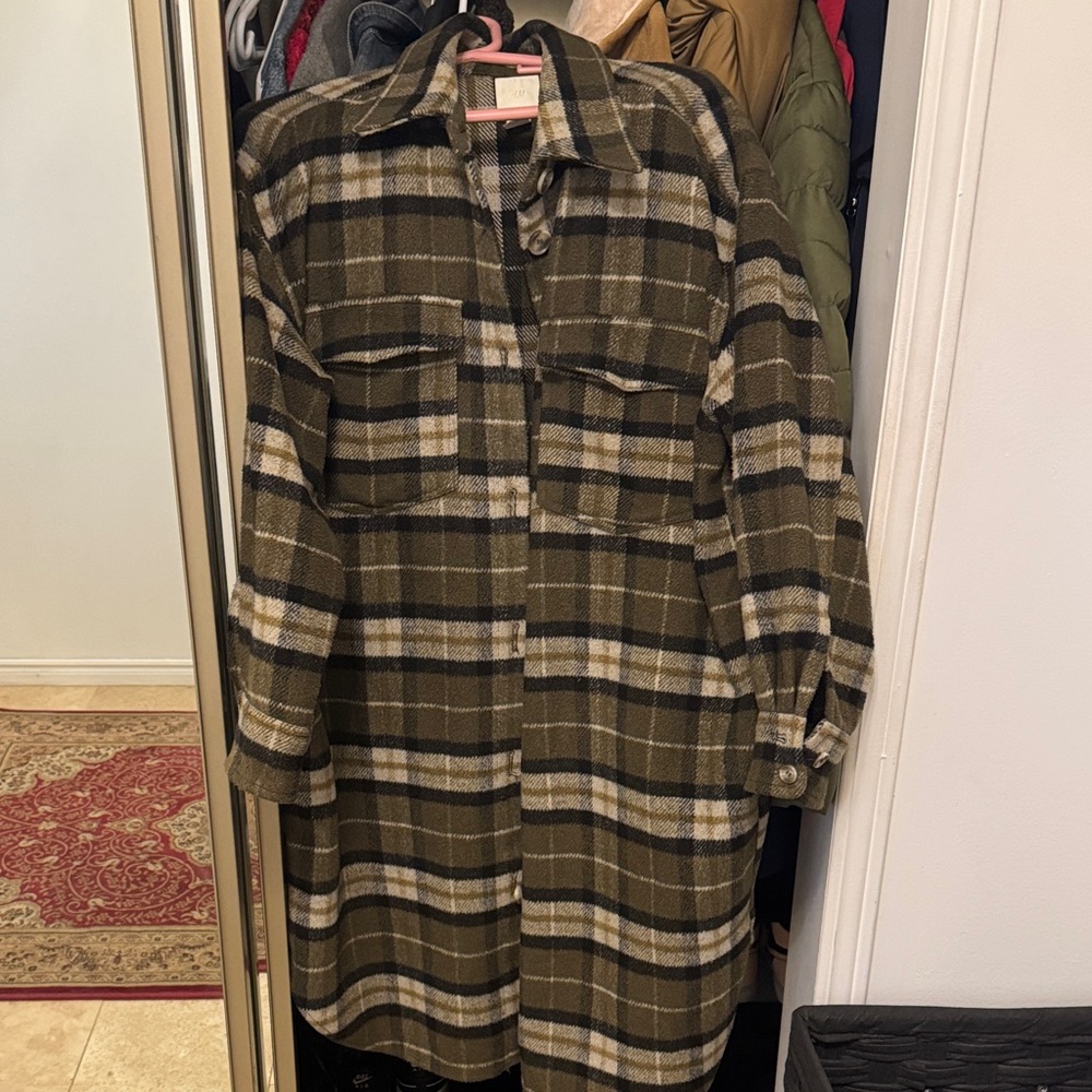 Plaid Long Sleeve Shirt Jacket